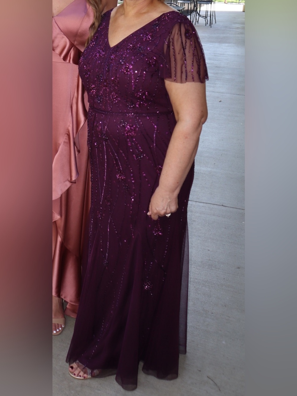 Adrianna Papell Platinum Formal Dress Size 16 in Plum Color. - Picture 7 of 10